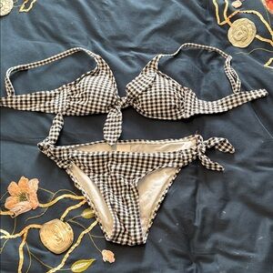Xhilaration Black and White Gingham Bikini Two-Piece